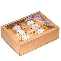 Fit Meal Prep 18 Pack Kraft Cake Box With Window 14x10x4Inch Auto-Popup Cardboard Gift Packaging For Cupcake, Donut, Cookies, Pastry, Bakery Packaging Containers, Restaurant Display