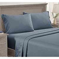 California Design Den 4 Piece California King Sheet Set - 100% Cotton, 600 Thread Count Deep Pocket Fitted and Flat Sheets, Luxury Soft Sateen Bedding and Pillowcases - Pastel Blue