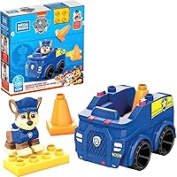 MEGA BLOKS Paw Patrol Chase's Patrol Car Building Set with 1 Chase Figure, 10 Blocks and Special Pieces, Toy Gift Set for Ages 3 and Up