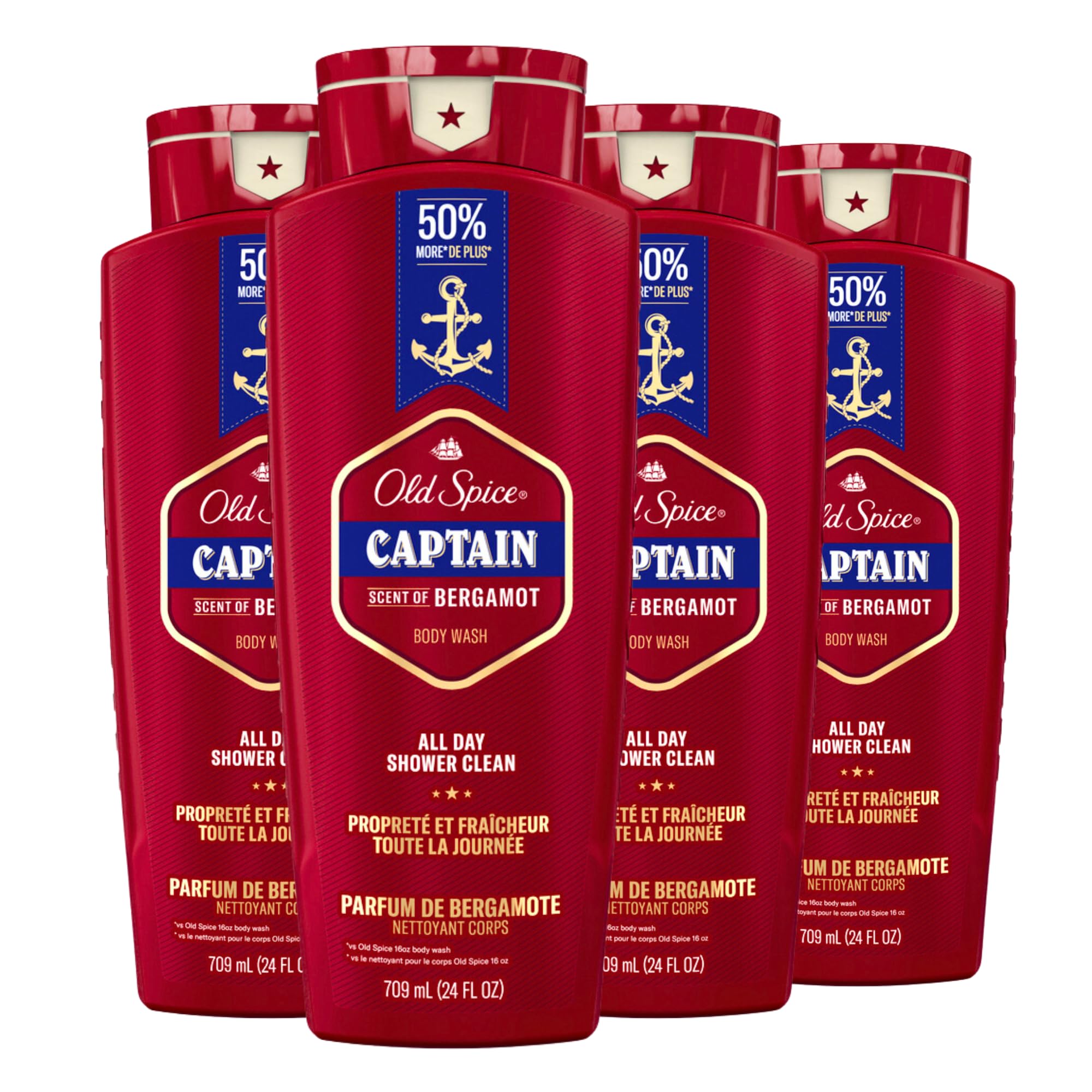 Old Spice Red Collection Body Wash for Men, Captain Scent, 24 fl oz (Pack of 4)