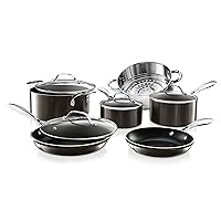 GOTHAM STEEL Platinum Cast 10 Piece Pots and Pans Kitchen Cookware Set with Ultra Nonstick Diamond Surface, Oven & Dishwasher Safe, 100% PFOA Free