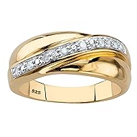 PalmBeach Men's Platinum or 18k Yellow Gold Plated Sterling Silver Diamond Wedding Band Ring (1/10 cttw, I Color, I3 Clarity)
