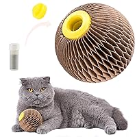 Catnip Ball Toy for Cats Catnip Refillable Scratcher Ball Kitty's Faithful Playmate Reduce Obesity and Loneliness CSB01BR