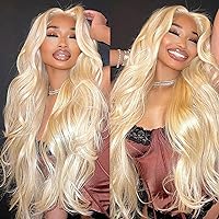28 Inch 613 Lace Front Wig Human Hair, 13x4 HD Transparent Body Wave Blonde Lace Front Wig Human Hair, 180% Density 613 HD Lace Frontal Wig Glueless Wigs Human Hair Pre Plucked