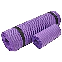 Signature Fitness 1/2-Inch Extra Thick High Density Anti-Tear Exercise Yoga Mat with Knee Pad and Carrying Strap, Multiple Colors