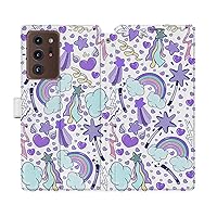 Wallet Case Replacement for Samsung Galaxy S23 S22 Note 20 Ultra S21 FE S10 S20 A03 A50 Rainbow Cover Snap Card Holder Pattern Kawaii Heart Cute Fish PU Leather Flip Girly Purple Magnetic Folio