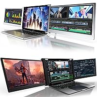 L LIMINK S19(Black)+S19(Sliver) Portable Triple Monitor for 15-17 Inches Laptops, Dual Freestanding Monitor Extender woth Kickstand, Compatible with Wins, MacOS