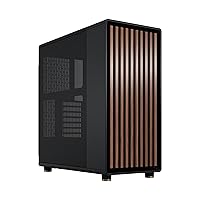 Fractal Design North Charcoal Black - Genuine Walnut Wood Front - Mesh Side Panels - Two 140mm Aspect PWM Fans Included - Type C USB - ATX Airflow Mid Tower PC Gaming Case