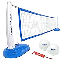 GoSports Splash Net PRO Pool Volleyball Net - Includes 2 Water Volleyballs and Pump - White, Red, or Blue