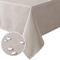 Linen Textured Table Cloths Rectangle 60 x 120 Inch Premium Solid Tablecloth Spill-Proof Waterproof Table Cover for Dining Buffet Feature Extra Soft and Thick Fabric Wrinkle Free, Taupe