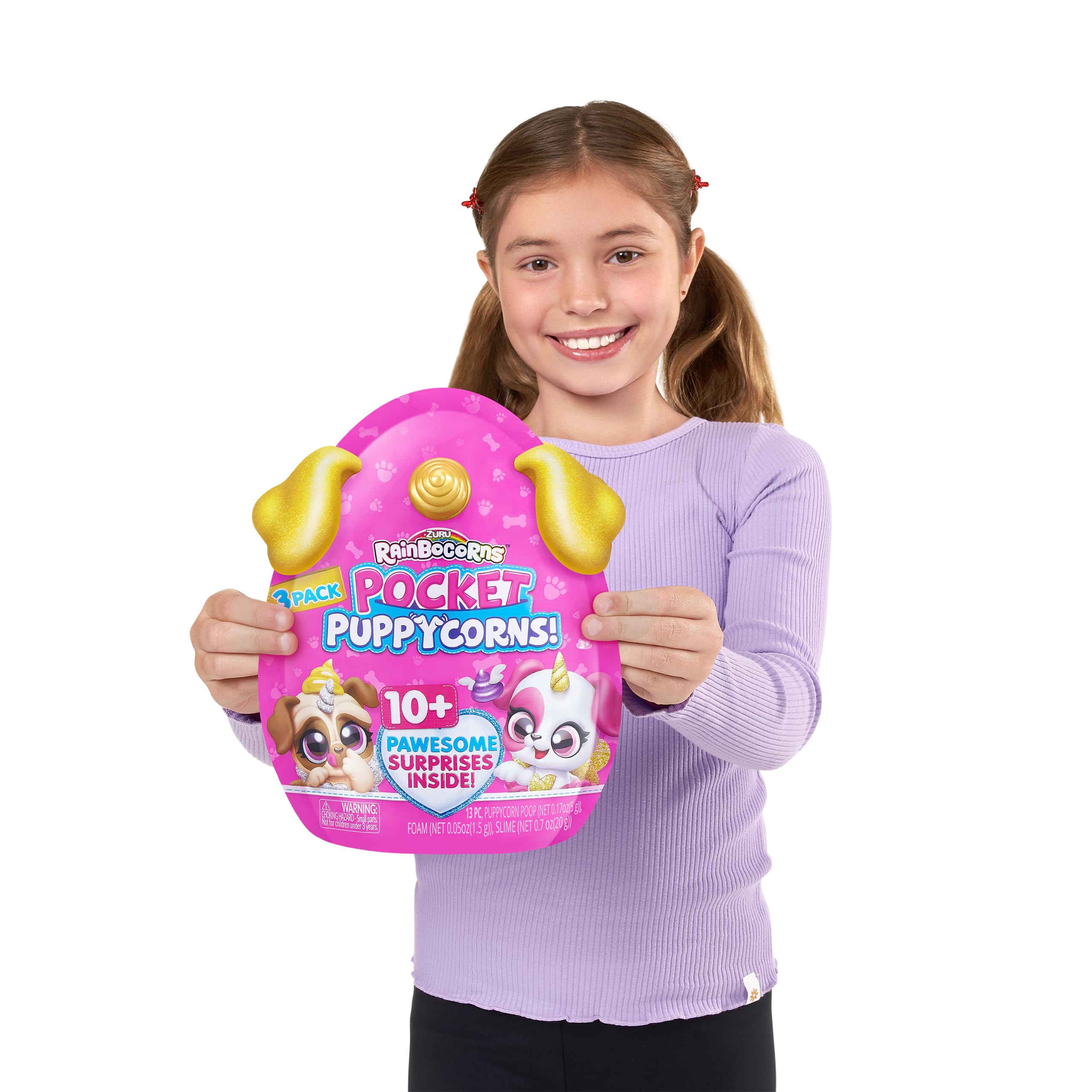 Rainbocorns Pocket Puppycorn 3 Pack by ZURU Toy Puppy Dog Mini Unboxing Girls Gifting Idea, Toys for Girls, Kid's Birthday Gift