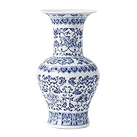 Blue and White Vase, Blue Vases Home Décor, Chinoiserie Vase, Blue and White Porcelain, Ceramic Vase for Home, Living Room, Bookshelf, Mantle Fireplace,Table Centerpieces,10