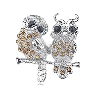 Alilang Gorgeous Bright Silver Topaz Black Eyes Twin Owl Couple Lovers Rings