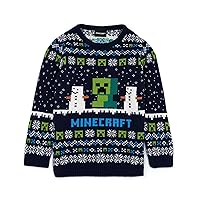 Minecraft Jumper Boys & Girls Creeper Knitted Long Sleeve Kids Christmas Sweater 5-6 Years Multicoloured