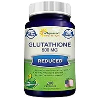 Reduced Glutathione 500mg Per Serving Supplement - 200 Capsules - L-Glutathione Antioxidant to Support Liver Health & Detox - Max Strength L Glutathione Powder Pills to Help Immune & Brain Function