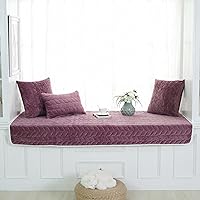 Non-Slip Window Seat Cushions Indoor, Plush Bay Window Cushion, Crystal Velvet Windowsill Cover, Custom Size Bench Cushion (Purple,Customize)