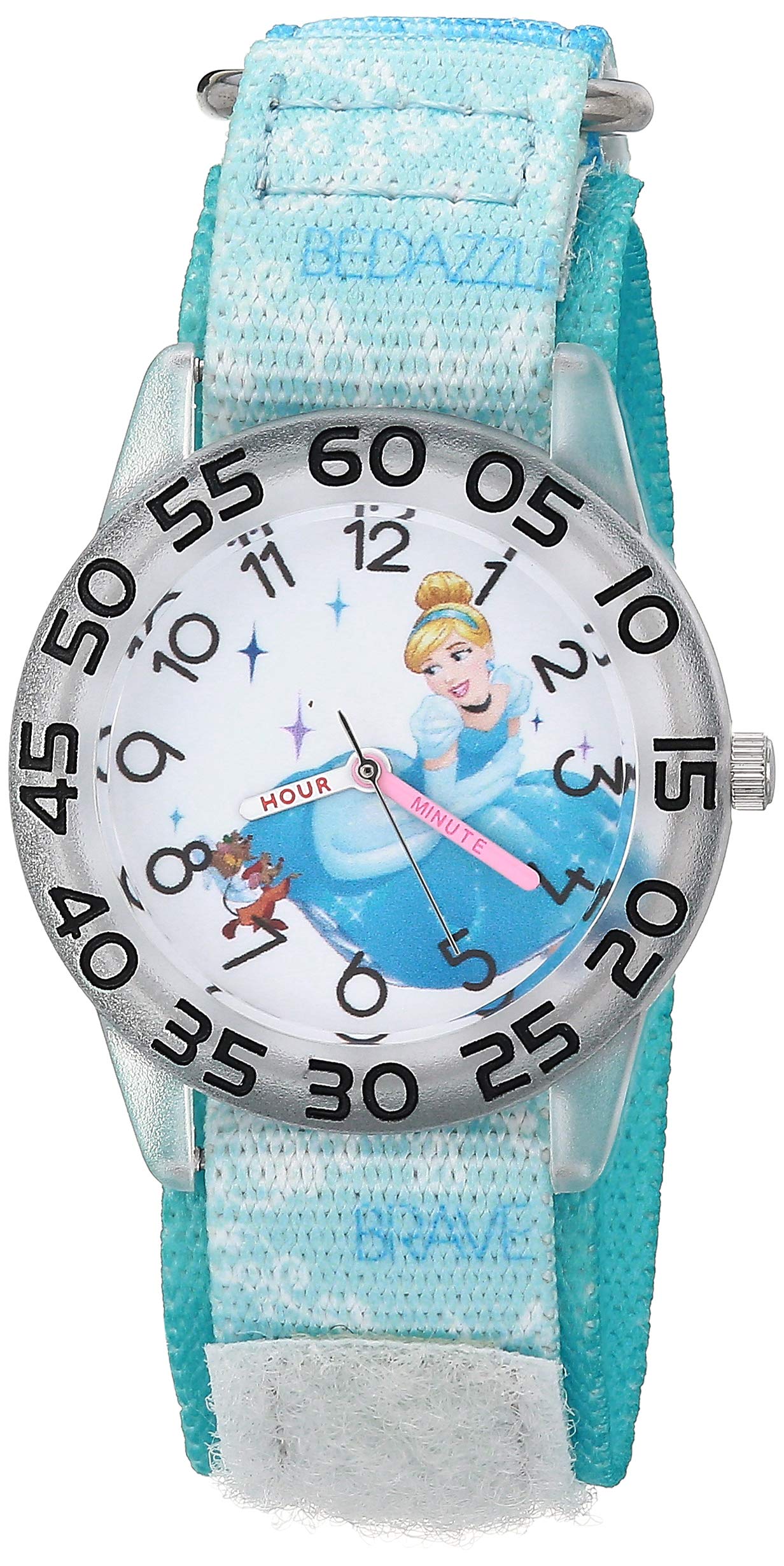 Disney Princess Kids' Plastic Time Teacher Analog Quartz Nylon Strap Watch