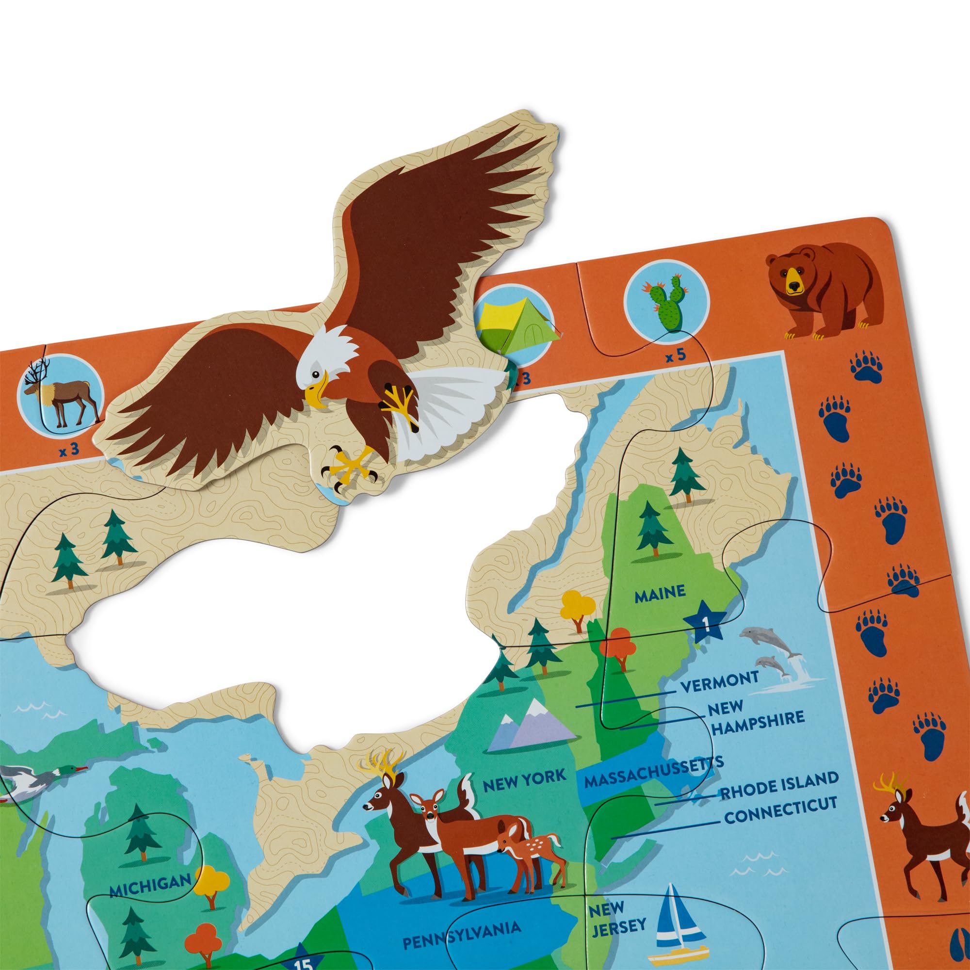 Melissa & Doug National Parks U.S.A. Map Floor Puzzle – 45 Jumbo and Animal Shaped Pieces, Search-and-Find Activities - Kids Preschool Educational Toy for Girls and for Boys Ages 3+
