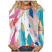 Sexy Floral Tshirt for Women Fashion Round Neck Cute Print Tops Shirt Long Sleeve Work Blouses Trendy Clothes