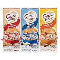 Nestle Coffee Mate Creamer Singles Variety Pack, Original, French Vanilla, Hazelnut, Non Dairy, No Refrigeration, 150 Count (Pack of 3)