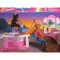 Barbie HULA HAIR SHAMPOO 'N STYLE SALON Playset w SINK & Working SPRAY HOSE (1996 Arcotoys, Mattel)