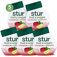 Stur Liquid Water Enhancer | Raspberry Lemonade + Fruit & Veggie | Naturally Sweetened | High in Vitamin C & Antioxidants | Sugar Free | Zero Calories | Keto | Vegan | 5 Bottles, Makes 120 Drinks