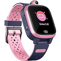 HANDA A81 4G Kids Smart Watch with Full HD Touch Screen Video Call,Voice Chat,Camera,Alarm,SOS,Pedometer,Sleep Monitor,IP67 Waterproof WiFi GPS Location Tracker Children Smart Watches for Kids (Pink)