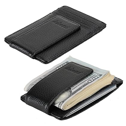 kinzd Money Clip, Front Pocket Wallet, Leather RFID Blocking Strong Magnet thin Wallet