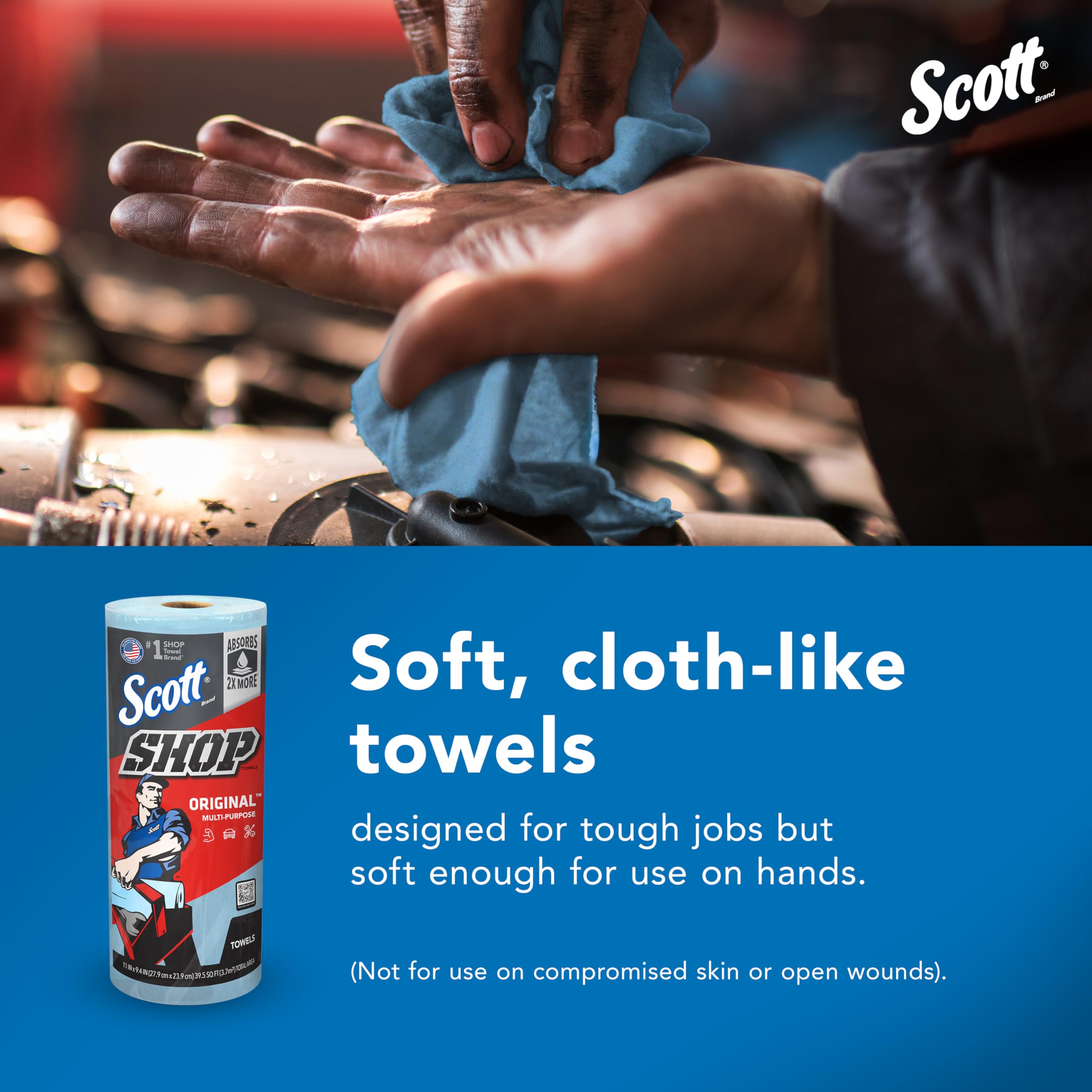 Scott® Shop Towels Original™ (55990), Blue Shop Towels, Big Rolls, 4 Packs of 6 Rolls, 11