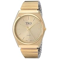 All Gold Watch Expansion Band Stainless Steel Stretch Thin Case Gold Face Dress Flex Vintage Watch TK649G