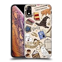 Head Case Designs Officially Licensed Harry Potter Hogwarts Pattern Deathly Hallows XXXVII Soft Gel Case Compatible with Apple iPhone XR
