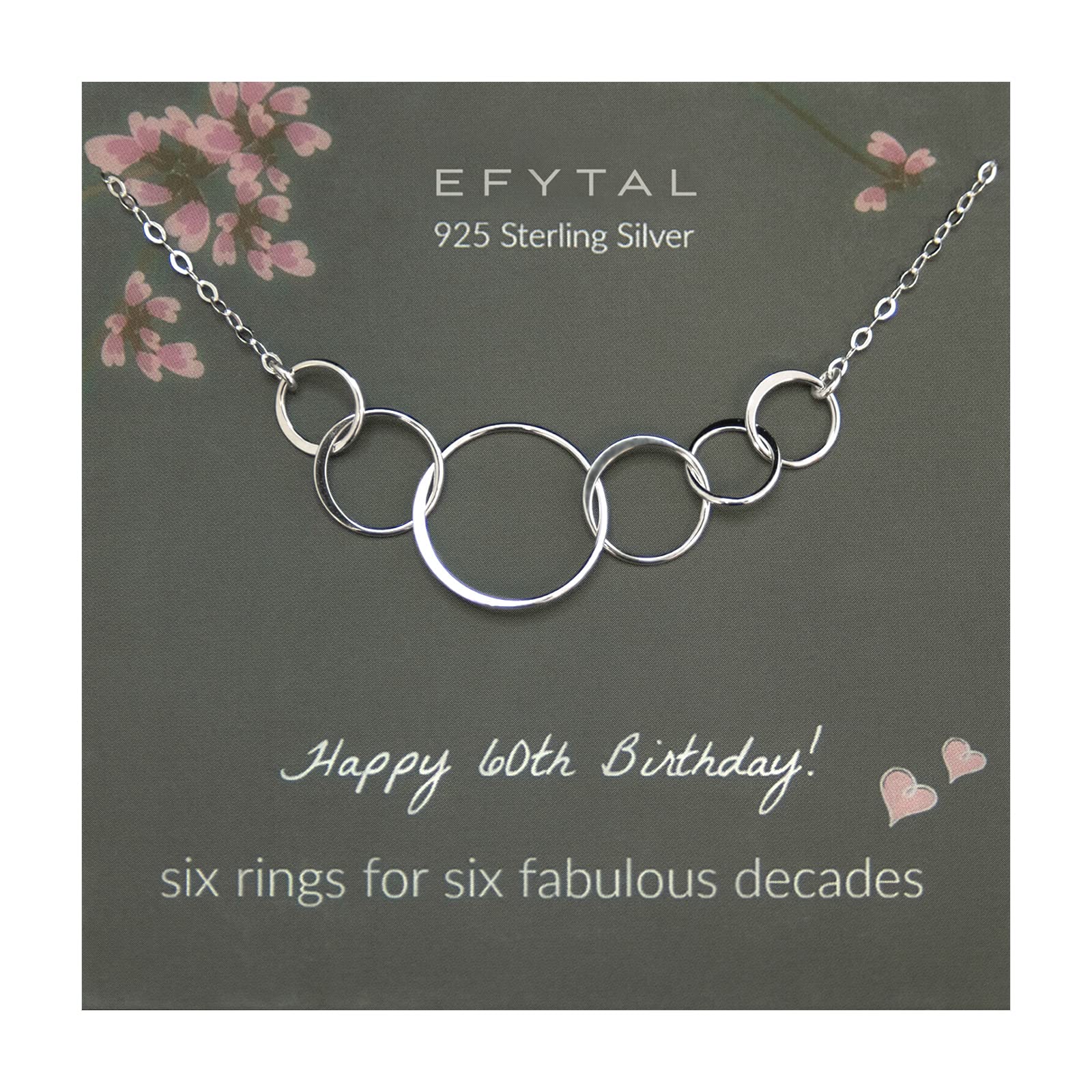 EFYTAL 60th Birthday Gifts for Women, Sterling Silver Six Circle Necklace for Her, Gifts for 60 Year Old Woman, 60th Birthday Necklace, Birthday Gifts for Women Turning 60