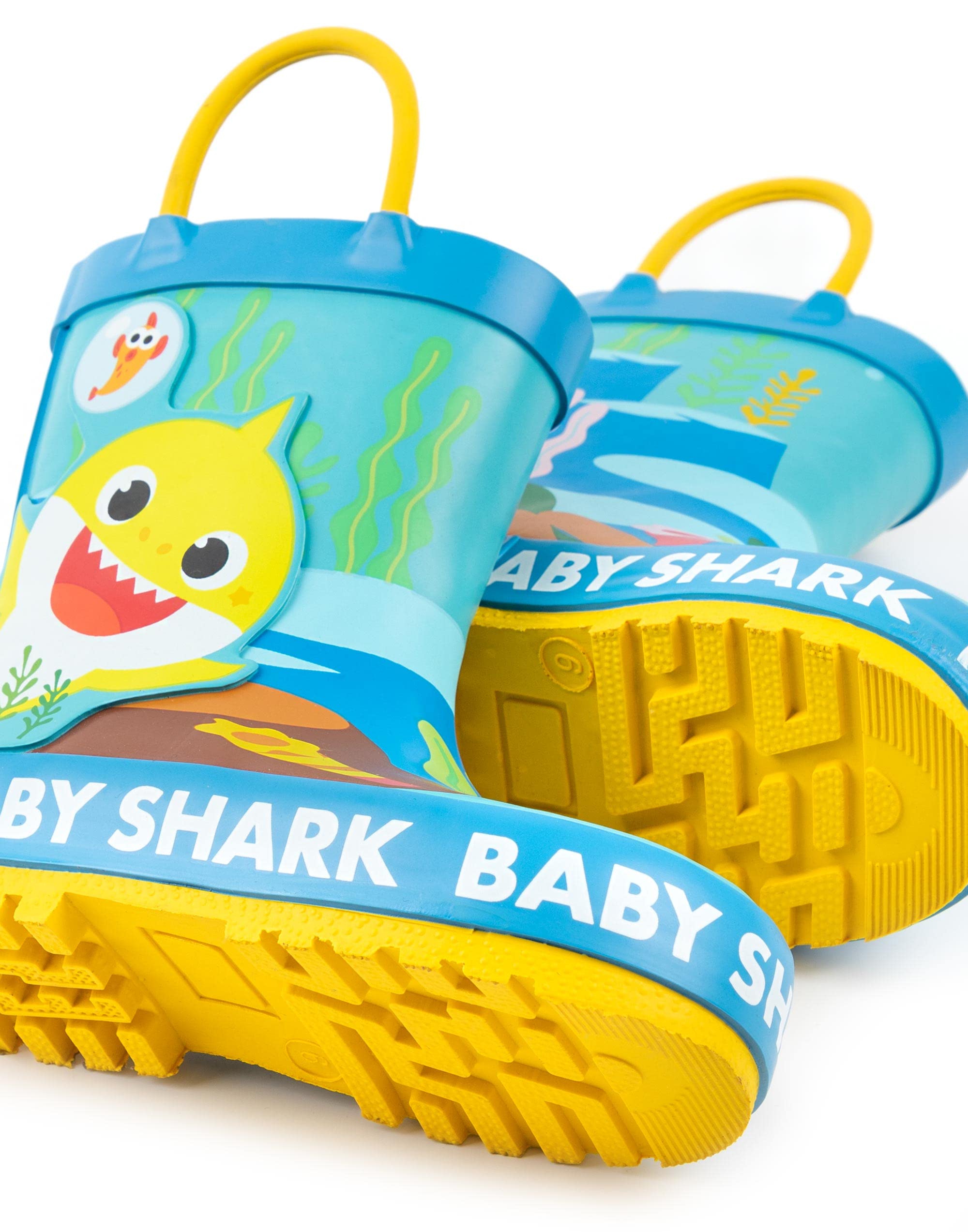 Baby Shark Wellies Kids Toddlers | Girls Boys Animated Singing Shark Family Song Rain Wellington Boots With 3D Fin | Water Resistant Walking Shoes