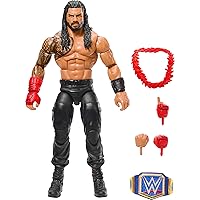 Mattel WWE Top Picks Elite Action Figure & Accessories Set, Roman Reigns 6-inch Collectible with Swappable Hands, Ring Gear & 25 Articulation Points