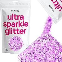 Hemway Premium Ultra Sparkle Glitter Multi Purpose Metallic Flake for Arts Crafts Nails Cosmetics Resin Festival Face Hair - Lavender Purple - Extra Chunky (1/24