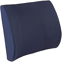 DMI Memory Foam Lumbar Pillow Support Pillow Back Support Chair Cushion with Strap for Better Posture and Easing Back Pain, Navy