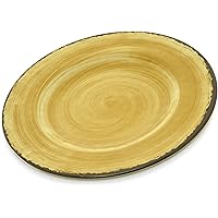 Carlisle FoodService Products Mingle Resuable Plastic Plate Dinner Plate with Pottery Style for Home and Restaurant, Melamine, 9 Inches, Amber, (Pack of 12)