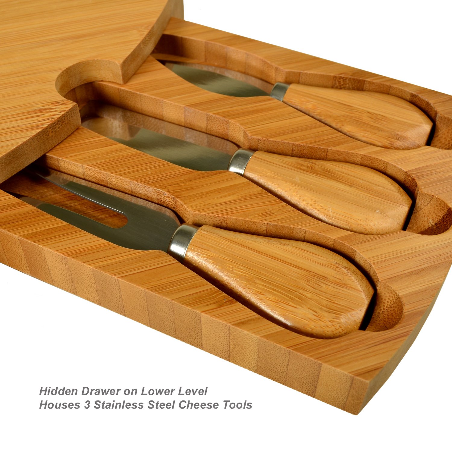 Picnic at Ascot Patented Bamboo Cheese/Charcuterie Board with Knife Set-Stores as a Compact Wedge-Opens to 18