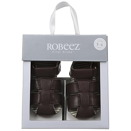 Robeez Baby Boys and Unisex First Kicks Slip Resistant Sandals for Infant and Toddler, 0-24 Months
