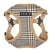 Lucas Dog Comfort Harness C (Step-in) Fashionable Checkered Pattern Spring Summer Harness for Small and Medium Dogs, Beige, Medium