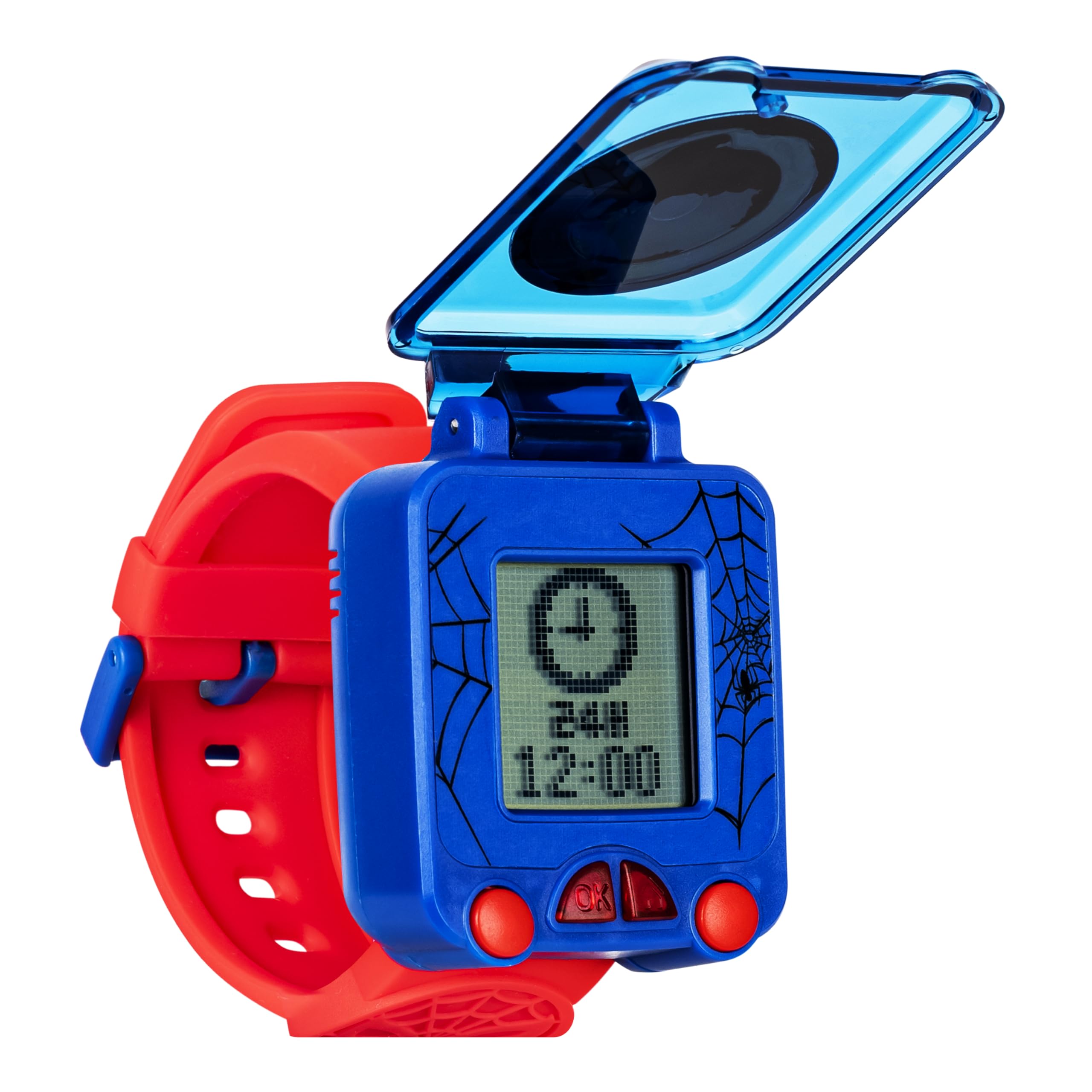 Accutime Marvel Spider-Man Educational Learning Digital Blue Watch for Boys, Toddlers, Kids with Red Strap - Includes Timer, Stopwatch, Alarm, Games and More! (Model: SPD4753AZ)