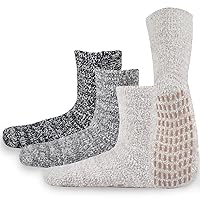 JORMATT 3 Pairs Ultra Thick Grip Fuzzy Socks Non Skid Slipper Hospital Socks Unisex