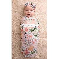 Itzy Ritzy Cocoon and Hat Swaddle Set, Cutie Cocoon Includes Name Announcement Card and Matching Jersey Knit Cocoon and Hat Set, Perfect for Newborn Photos, For Ages 0 to 3 Months, Floral
