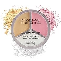Mineral Powder Wear 3-in-1 Setting Powder Face Makeup, Reduce Shine, Brighten, Baked | Dermatologist Tested, Clinicially Tested