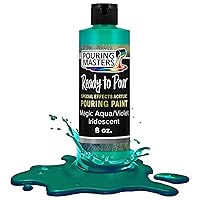 Pouring Masters Magic Aqua/Violet Iridescent Special Effects Pouring Paint - 8 Ounce Bottle - Acrylic Ready to Pour Pre-Mixed Water Based for Canvas, Wood, Paper, Crafts, Tile, Rocks and More