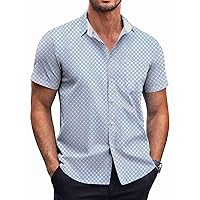 COOFANDY Men's Short Sleeve Dress Shirts Wrinkle Free Polka Dot Print Shirt Casual Button Down Shirts with Pocket