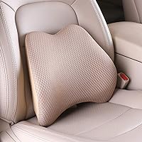 Memory Foam Lumbar Support Pillow for Car - Back Support for Car Seat (Beige)