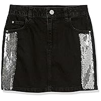 GUESS Girls' Black Denim Skirt with Sequin Taping