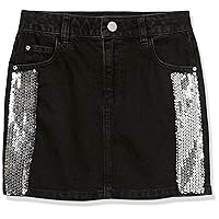 GUESS Girls Skirt Taping, Black Denim Silver Sequins