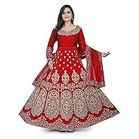Jessica-Stuff Women Embroidered Cotton Silk Semi Stitched Anarkali. Wedding Dress (1198)